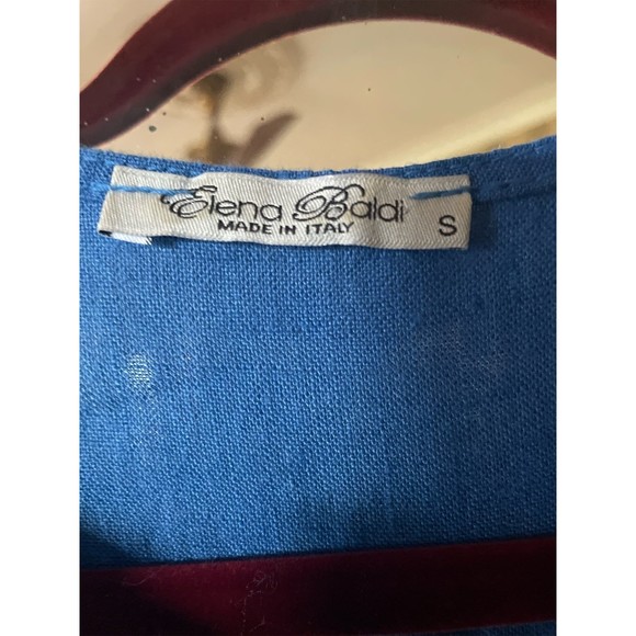 Elena Baldi Sleeveless 100% linen shift dress Blue Size Small - Picture 4 of 7